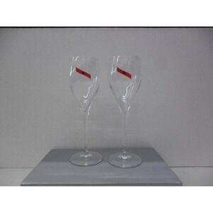 G H MUMM Champagne Flutes Set of 2 Red Logo Etched Base Crystal Glassware